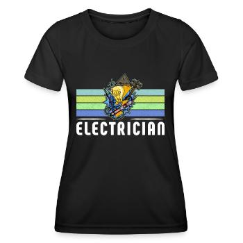 Électricien Électricien Technicien d’éclairage Lampe - T-shirt sport Femme - noir - Devant - AI Model Female 172 light (172cm)