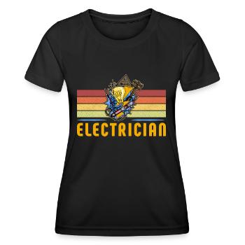 Électricien Électricien Technicien d’éclairage Lampe - T-shirt sport Femme - noir - Devant - AI Model Female 172 light (172cm)