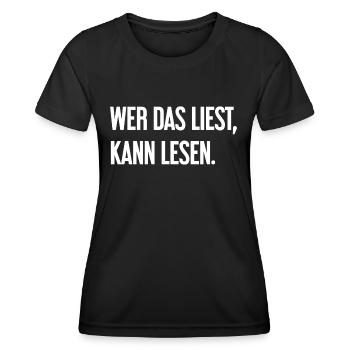 If you read this, you can read. - Women's Functional T-Shirt - black - Front - AI Model Female 172 light (172cm)