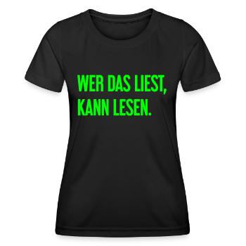If you read this, you can read. - Women's Functional T-Shirt - black - Front - AI Model Female 172 light (172cm)