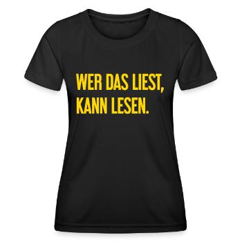 If you read this, you can read. - Women's Functional T-Shirt - black - Front - AI Model Female 172 light (172cm)