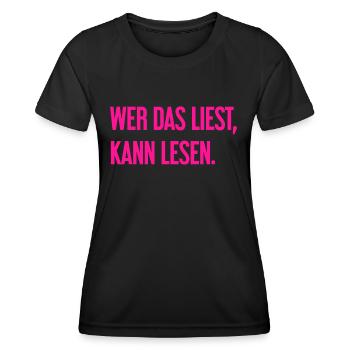 If you read this, you can read. - Women's Functional T-Shirt - black - Front - AI Model Female 172 light (172cm)