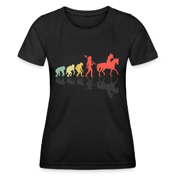 Pferdefotografie Reiten Evolution Foto - Frauen Funktions-T-Shirt - Schwarz - Vorne - AI Model Female 172 light (172cm)