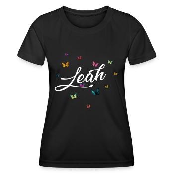 LEAH - Girl's Name with Colorful Butterflies - Women's Functional T-Shirt - black - Front - AI Model Female 172 light (172cm)