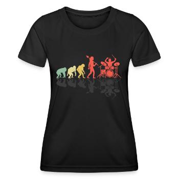 Drummer Evolution Drum Music Lover Drumming Drumme - Frauen Funktions-T-Shirt - Schwarz - Vorne - AI Model Female 172 light (172cm)