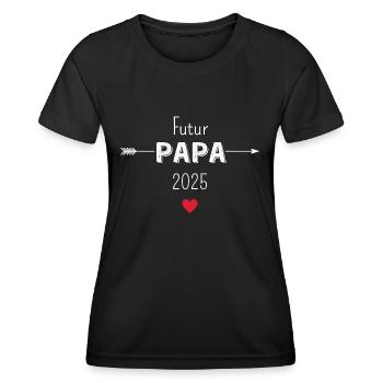 Futur papa 2025 - T-shirt sport Femme - noir - Devant - AI Model Female 172 light (172cm)