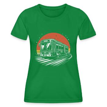 Retro Bus School Bus Driver Driving Busman Drivers - Women's Functional T-Shirt - kelly green - Front - AI Model Female 172 dark (172cm)
