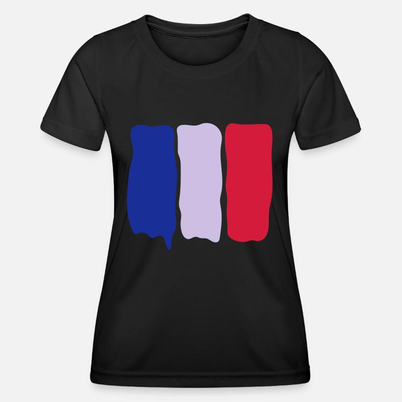 French flag runny paint - Women's Functional T-Shirt - black