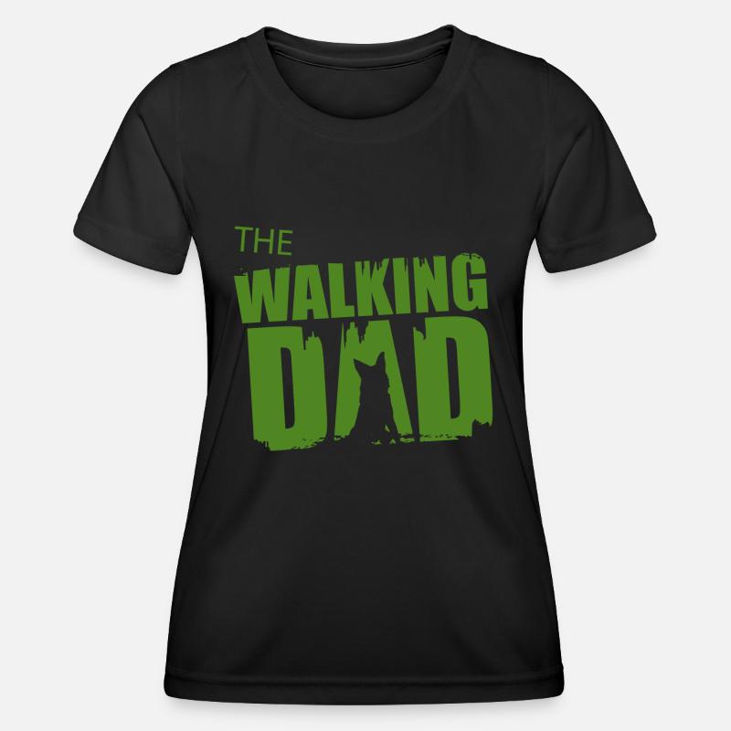 German Shepherd Walking Dad Gift Idea Father Gassi - Women's Functional T-Shirt - black