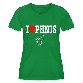 I love Penis fun shirt lustige Sprüche JGA Party - Frauen Funktions-T-Shirt - Kelly Green - Vorne - AI Model Female 172 dark (172cm)