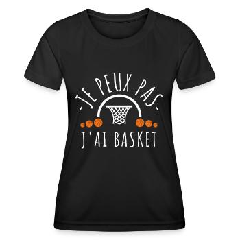 Je peux pas j ai basket - T-shirt sport Femme - noir - Devant - AI Model Female 172 light (172cm)