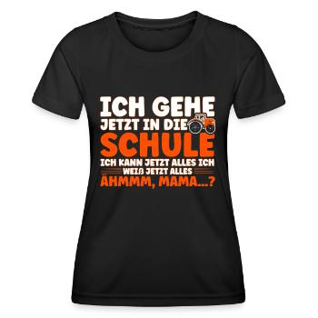 Ich Gehe Jetzt In Die Schule Schulbeginn - Frauen Funktions-T-Shirt - Schwarz - Vorne - AI Model Female 172 light (172cm)