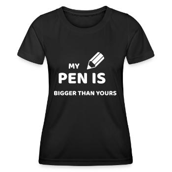 MON STYLO EST PLUS GRAND QUE LE VÔTRE - T-shirt sport Femme - noir - Devant - AI Model Female 172 light (172cm)
