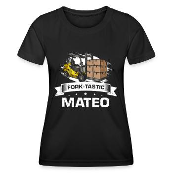 Lagerarbeiter für Staplerfahrer und Gabelstapler - Frauen Funktions-T-Shirt - Schwarz - Vorne - AI Model Female 172 light (172cm)