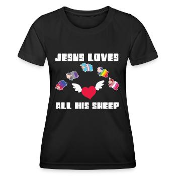 LBGT Flag Gay Pride Humain Jésus aime tous ses - T-shirt sport Femme - noir - Devant - AI Model Female 172 light (172cm)