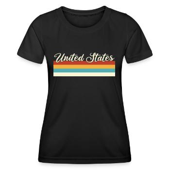 United States of America - Retro - Vintage - Frauen Funktions-T-Shirt - Schwarz - Vorne - AI Model Female 172 light (172cm)