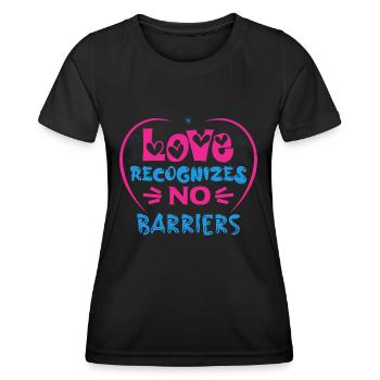 L’AMOUR NE RECONNAÎT AUCUNE BARRIÈRE - T-shirt sport Femme - noir - Devant - AI Model Female 172 light (172cm)