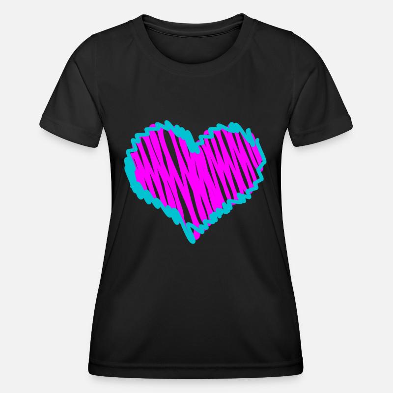Pink Heart - Women's Functional T-Shirt - black