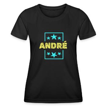 First name André - Women's Functional T-Shirt - black - Front - AI Model Female 172 light (172cm)
