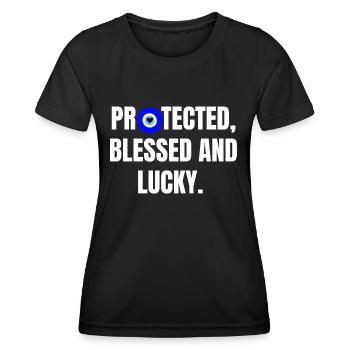 Protected and lucky - Women's Functional T-Shirt - black - Front - AI Model Female 172 light (172cm)