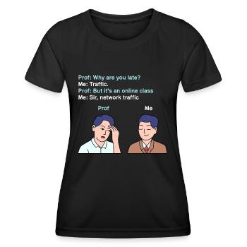 Retard dans le trafic réseau pour les jeunes fiers Pinoys - T-shirt sport Femme - noir - Devant - AI Model Female 172 light (172cm)