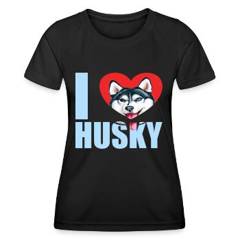Husky Glitter Dog Owner Dog Hair - Women's Functional T-Shirt - black - Front - AI Model Female 172 light (172cm)
