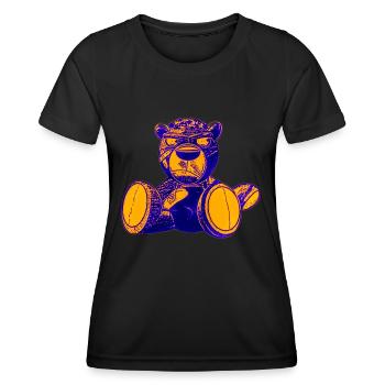 Creepy Teddy Yellow - Frauen Funktions-T-Shirt - Schwarz - Vorne - AI Model Female 172 light (172cm)