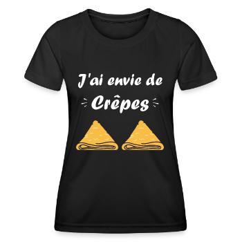 Crêpes Bretagne humour crêpe - T-shirt sport Femme - noir - Devant - AI Model Female 172 light (172cm)