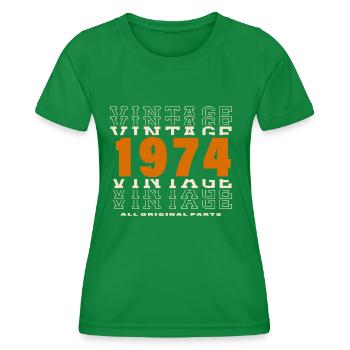 1974: Vintage - 50th Anniversary - Women's Functional T-Shirt - kelly green - Front - AI Model Female 172 dark (172cm)