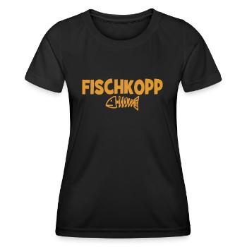 Fischkopp Fisch Fischkopf Küste Angler Fischer - Frauen Funktions-T-Shirt - Schwarz - Vorne - AI Model Female 172 light (172cm)