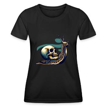 Schnecke und Totenkopf - Frauen Funktions-T-Shirt - Schwarz - Vorne - AI Model Female 172 light (172cm)