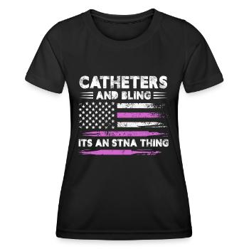 cathéter et bling est une chose stna Design pour un - T-shirt sport Femme - noir - Devant - AI Model Female 172 light (172cm)