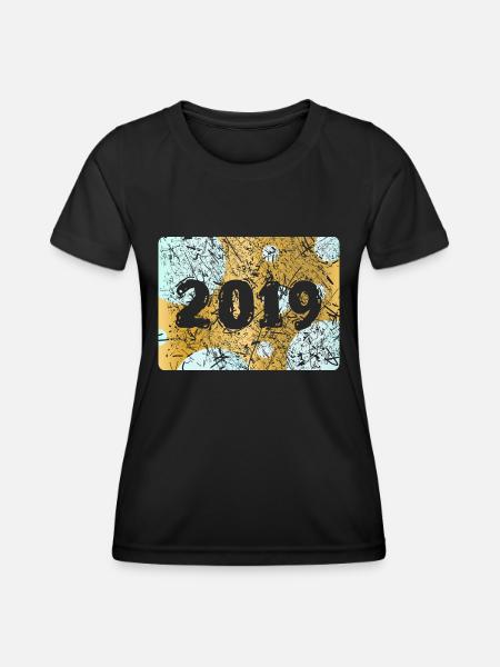 Zahl 2019 - Frauen Funktions-T-Shirt - Schwarz