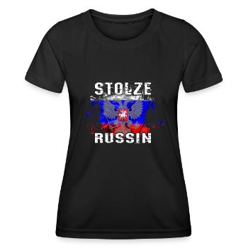 Russie « fière Russe » - T-shirt sport Femme - noir - Devant - AI Model Female 172 light (172cm)