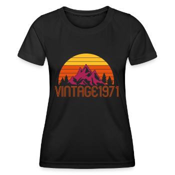 Vintage 1971 Mountain Berge Wanderer MTB - Frauen Funktions-T-Shirt - Schwarz - Vorne - AI Model Female 172 light (172cm)