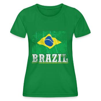 Brazil flag - Women's Functional T-Shirt - kelly green - Front - AI Model Female 172 dark (172cm)