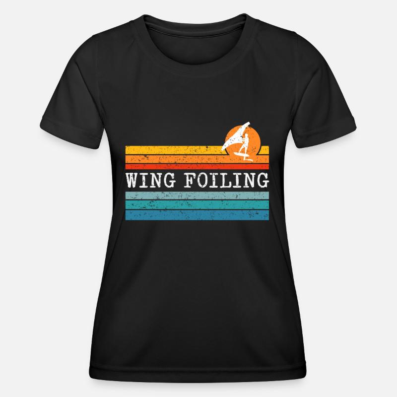 Wing Foiling Surf Surfing Surfer - Women's Functional T-Shirt - black