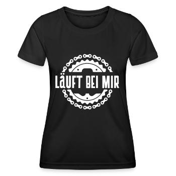 läuft bei mir Radfahren Velo Mountain Bike - Frauen Funktions-T-Shirt - Schwarz - Vorne - AI Model Female 172 light (172cm)