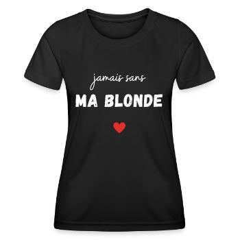 jamais sans ma blonde t-shirt assorti couple - T-shirt sport Femme - noir - Devant - AI Model Female 172 light (172cm)