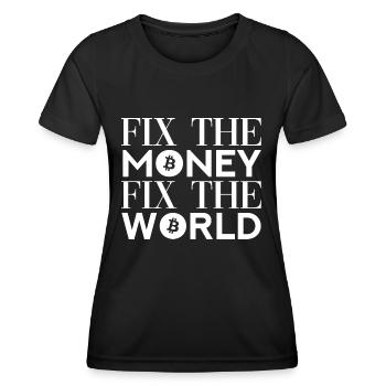 Fix The Money Fix The World - Bitcoin Love - Women's Functional T-Shirt - black - Front - AI Model Female 172 light (172cm)
