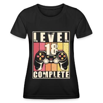18. Geburtstag Level 18 Complete 18 Jahre Geschenk - Frauen Funktions-T-Shirt - Schwarz - Vorne - AI Model Female 172 light (172cm)