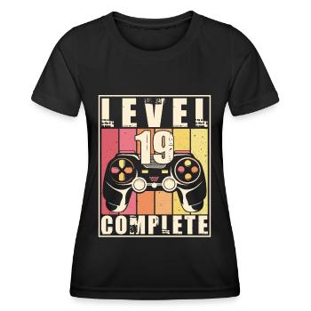 19e anniversaire Niveau 19 Cadeau complet 19 ans - T-shirt sport Femme - noir - Devant - AI Model Female 172 light (172cm)