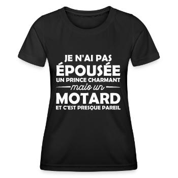 j ai épousée un motard / femme de motard - T-shirt sport Femme - noir - Devant - AI Model Female 172 light (172cm)