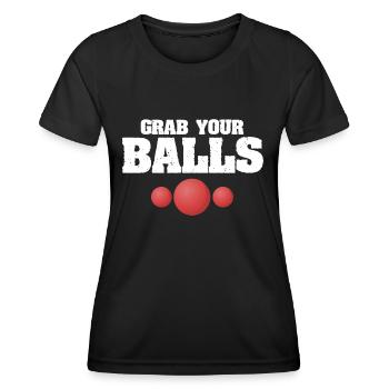 Dodgeball for Dodgeball Player and Gaga Ball - Women's Functional T-Shirt - black - Front - AI Model Female 172 light (172cm)