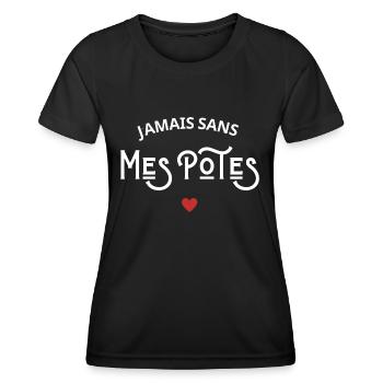 Jamais sans mes potes - T-shirt sport Femme - noir - Devant - AI Model Female 172 light (172cm)