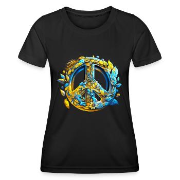Symbole de paix, Ukraine, signe de paix, paix - T-shirt sport Femme - noir - Devant - AI Model Female 172 light (172cm)