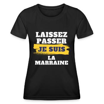 Laissez passer je suis la marraine - T-shirt sport Femme - noir - Devant - AI Model Female 172 light (172cm)