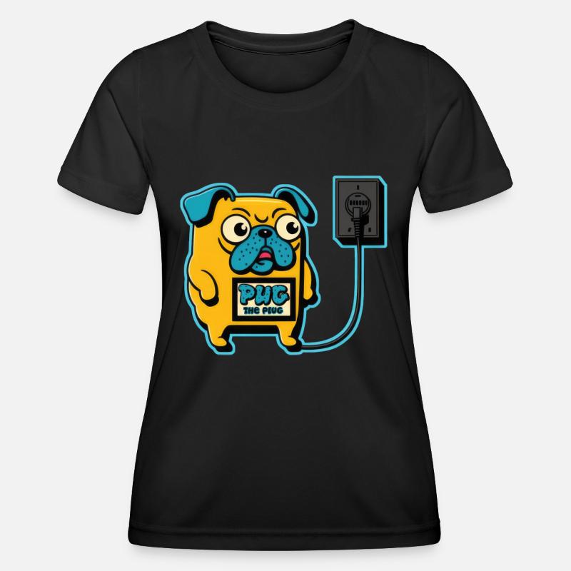 Pug the plug - Women's Functional T-Shirt - black