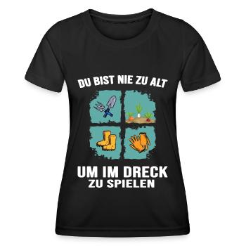 Garten Gärtner Gartenarbeit "im Dreck spielen" - Frauen Funktions-T-Shirt - Schwarz - Vorne - AI Model Female 172 light (172cm)