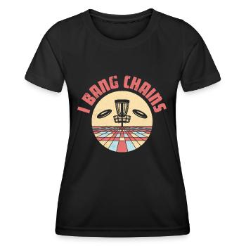 I Bang Chains Disc Golf Frisbee - T-shirt sport Femme - noir - Devant - AI Model Female 172 light (172cm)